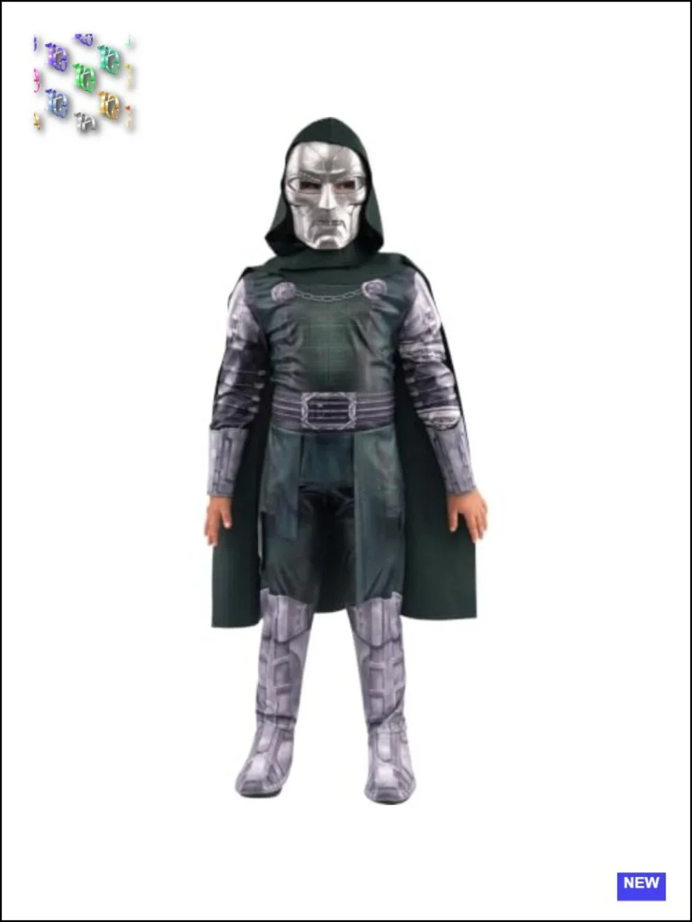 Marvel Doctor Doom Youth Halloween Costume Jumpsuit with Mask Multicolor